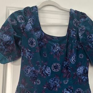 Laura Ashley Teal and Purple Floral Dress